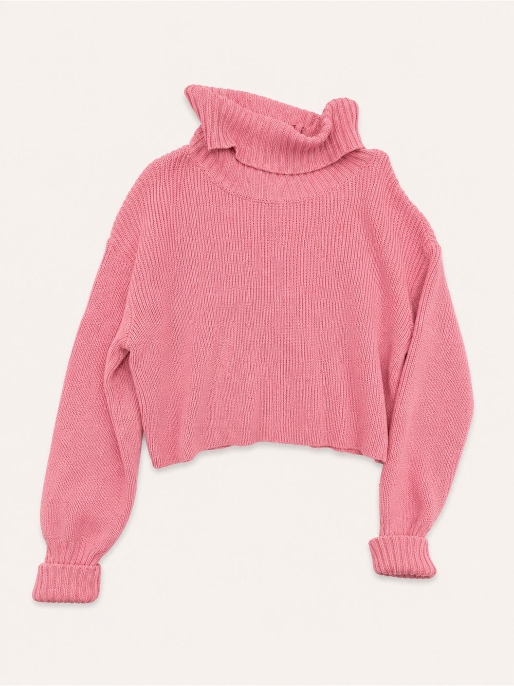 Wild Fable Pink Cropped Turtleneck Sweater | Balloon Sleeve | Size Small